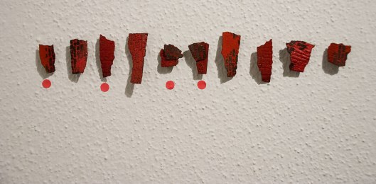 Han-Chieh (Joy) Chuang - Red Brick Brooch Series (2013). Enamel, silver, copper, paper, steel, 18ct gold dust, brass dust. Photo by Eleni Roumpou