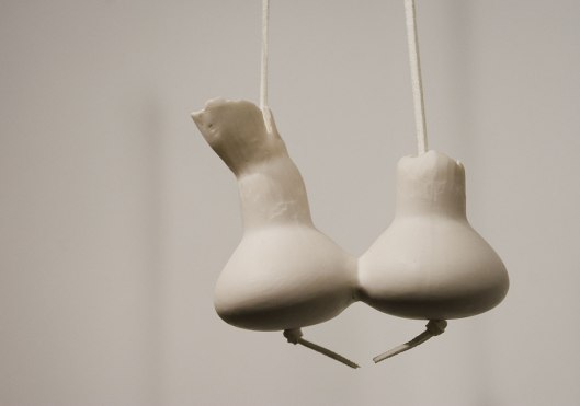 Shih-Dea (Deborah) Tseng - Neckpieces (2013). Porcelain, plaster, leather. Photo by Eleni Roumpou